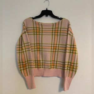 Maeve Anthro Pink Plaid Sweater Size Small